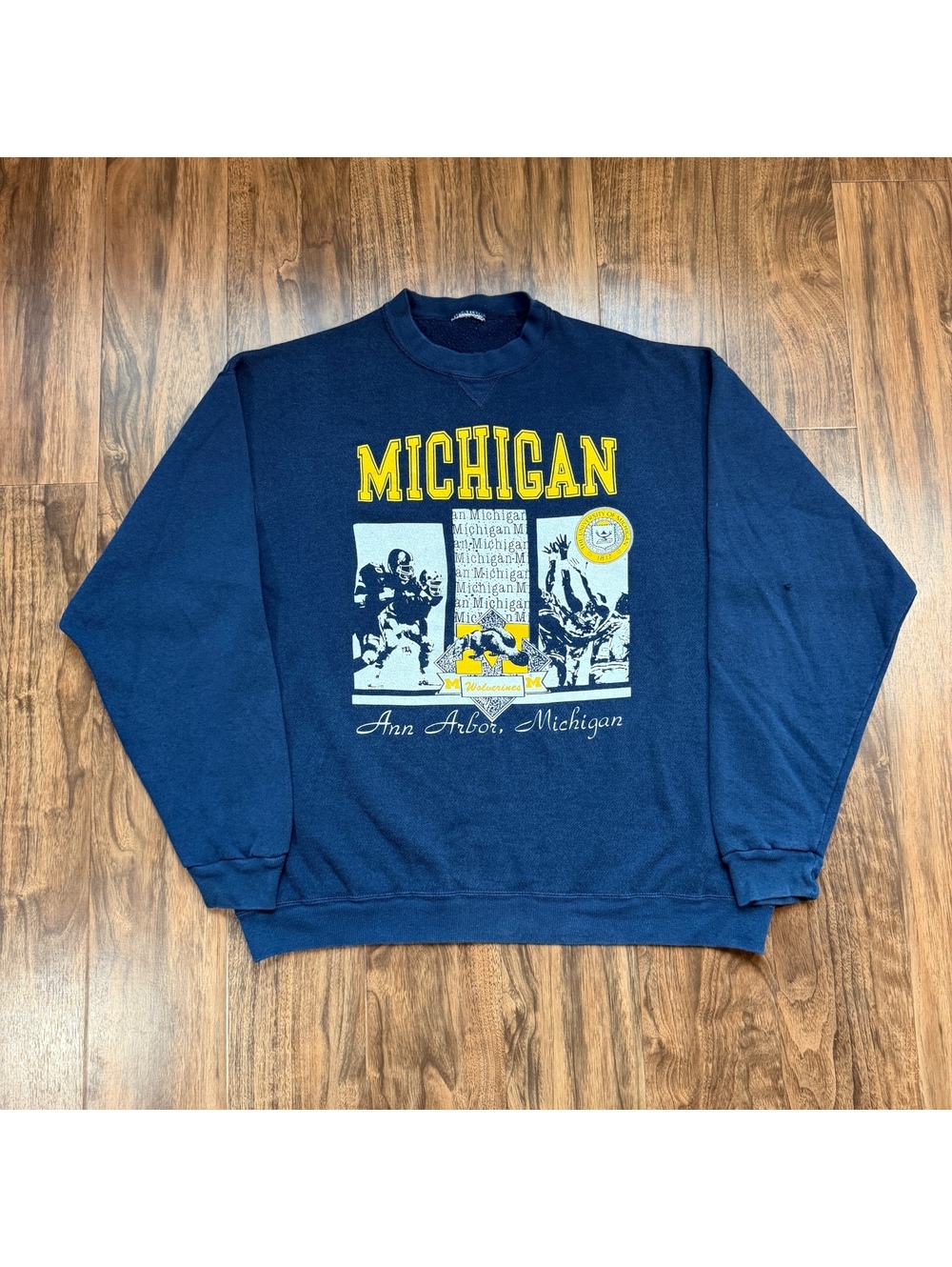 Vintage 90s University Of Michigan Wolverines Sweatshirt Ann Arbor College XL
